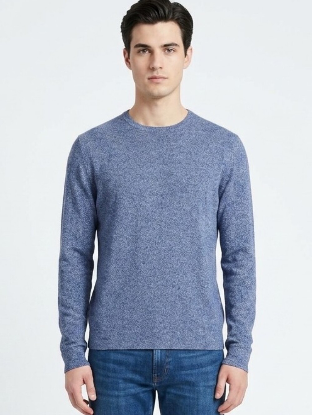 Nordstrom Men Heather Blue Wool Blend Crewneck Sweater L (Size Tag Missing)